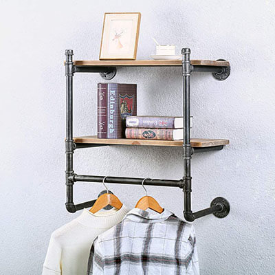 Bookshelf With Clothing Rack