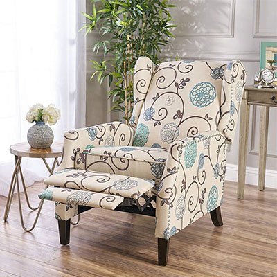Westeros Traditional Wingback Fabric Recliner Chair