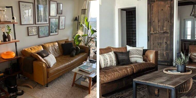 brown leather couch living room ideas