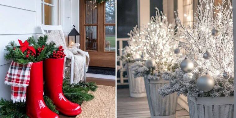 Stunning Christmas Front Porch Planter Ideas