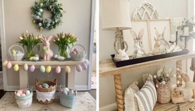 easter entryway table decor