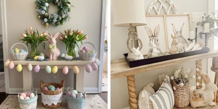 easter entryway table decor