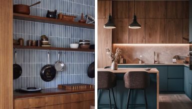 kitchen blue and wood ideas